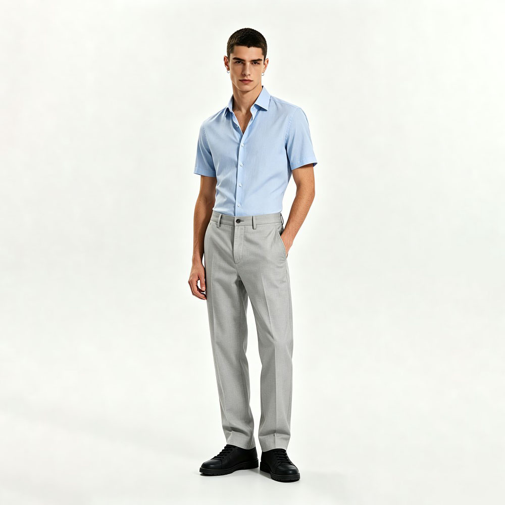 Summer Linen Semi Elastic Waist Casual Dress Pants