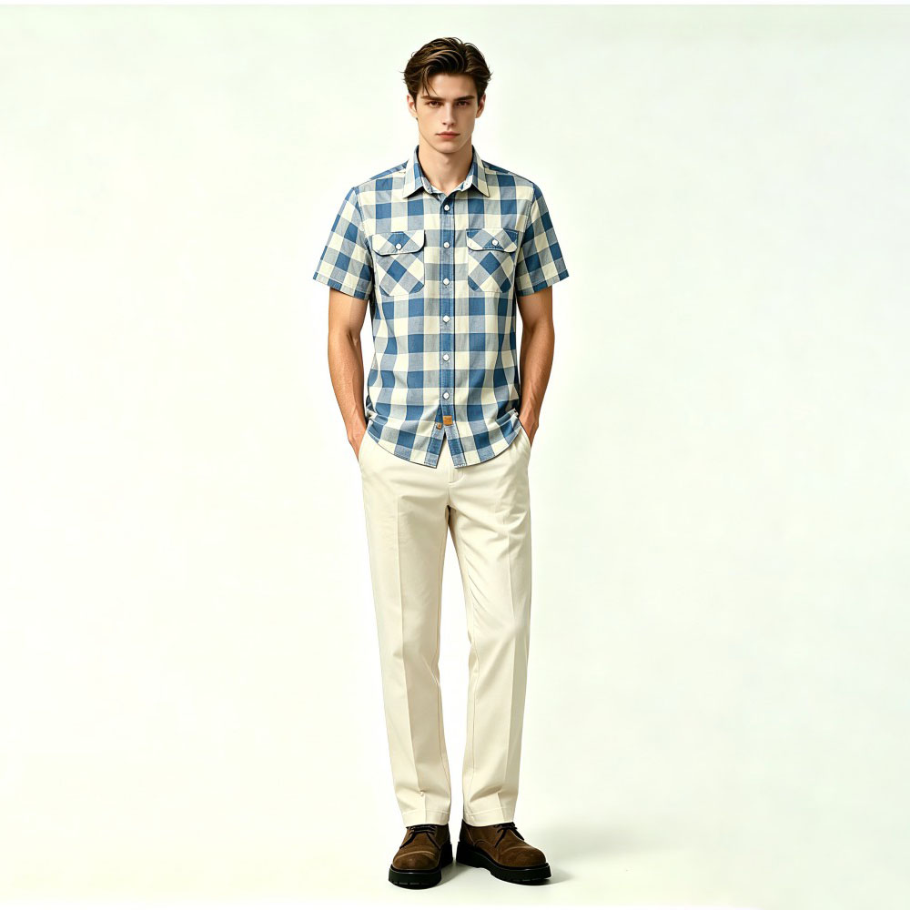 Checked Cotton Flannel Long Sleeve Shirt