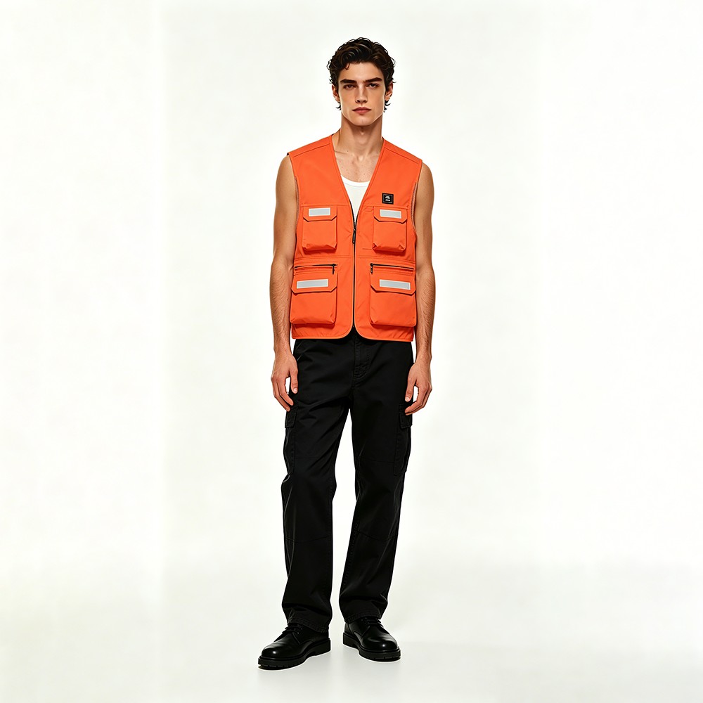 Fluorescent Work Vest with 3D Pockets