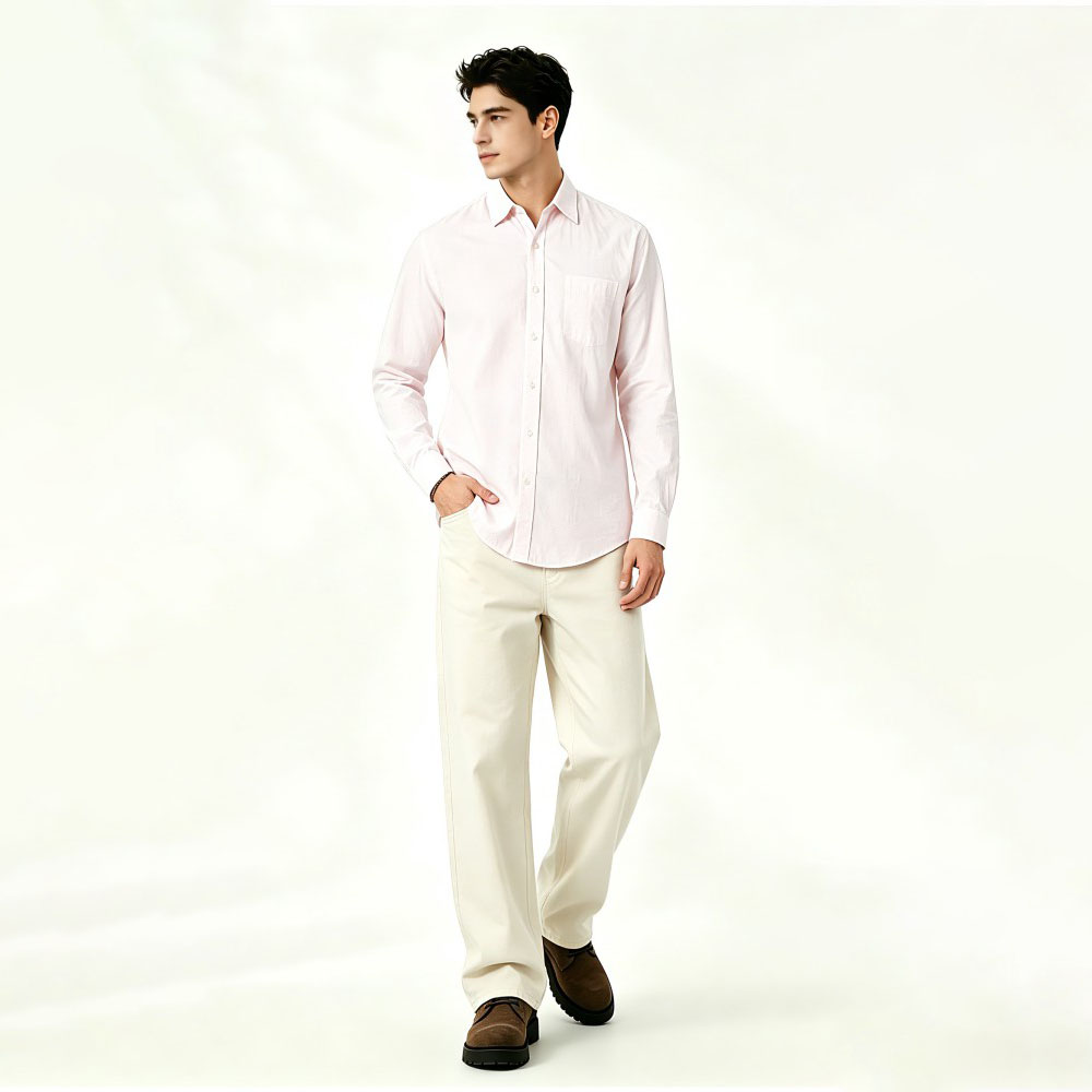 Mens Regular Fit Long Sleeve Business Poplin Shirt