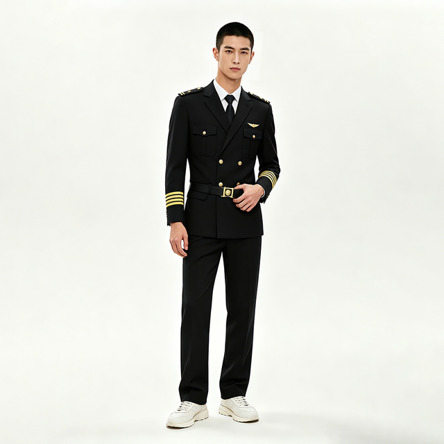 Premium Black Spandex Polyester Aviation Suit Set