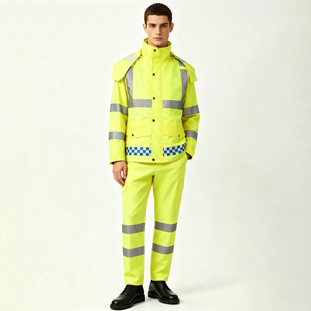 Fluorescent Yellow Waterproof Work Raincoat Set