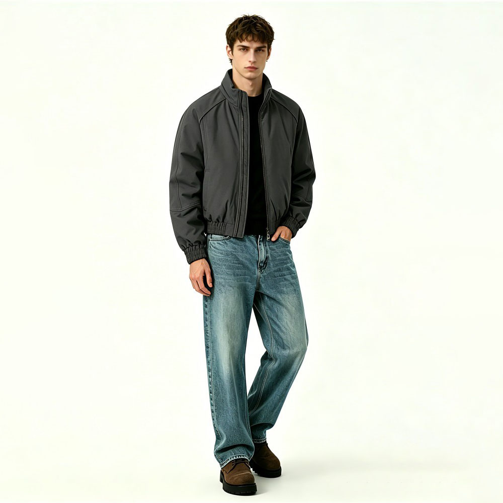 Mens Warm Winter Stand Collar Cotton Jacket