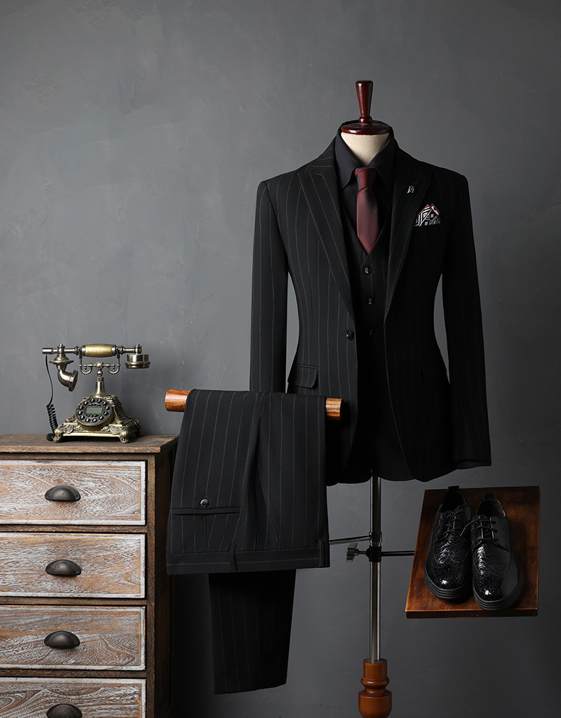 British Style Mens Striped Formal Suit (1)