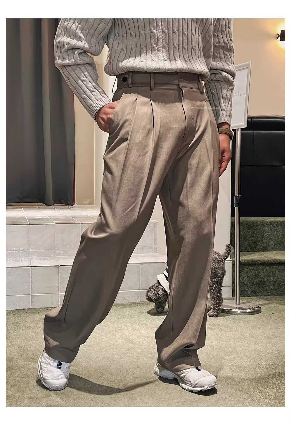 High End Straight Leg Pleated Dress Pants (1)