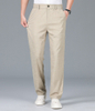 Summer Linen Semi Elastic Waist Casual Dress Pants