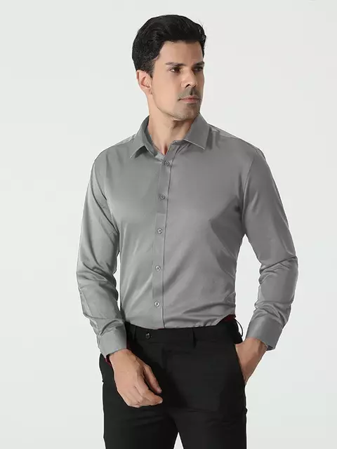 Solid Color Business Casual Mens Shirt