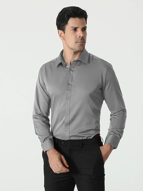 Solid Color Business Casual Mens Shirt