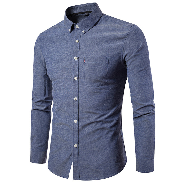 Mens Autumn Winter Slim Fit Oxford Lapel Shirt (1)
