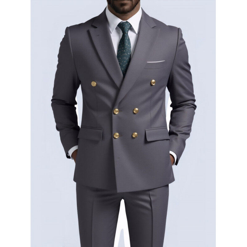 Men's Double-Breasted Two-Piece Set - Smart Casual & Business Formal (3)