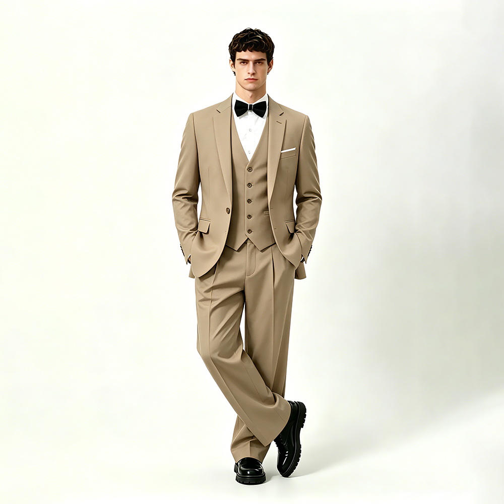 Men's Slim-Fit Business Formal Three-Piece Suit
