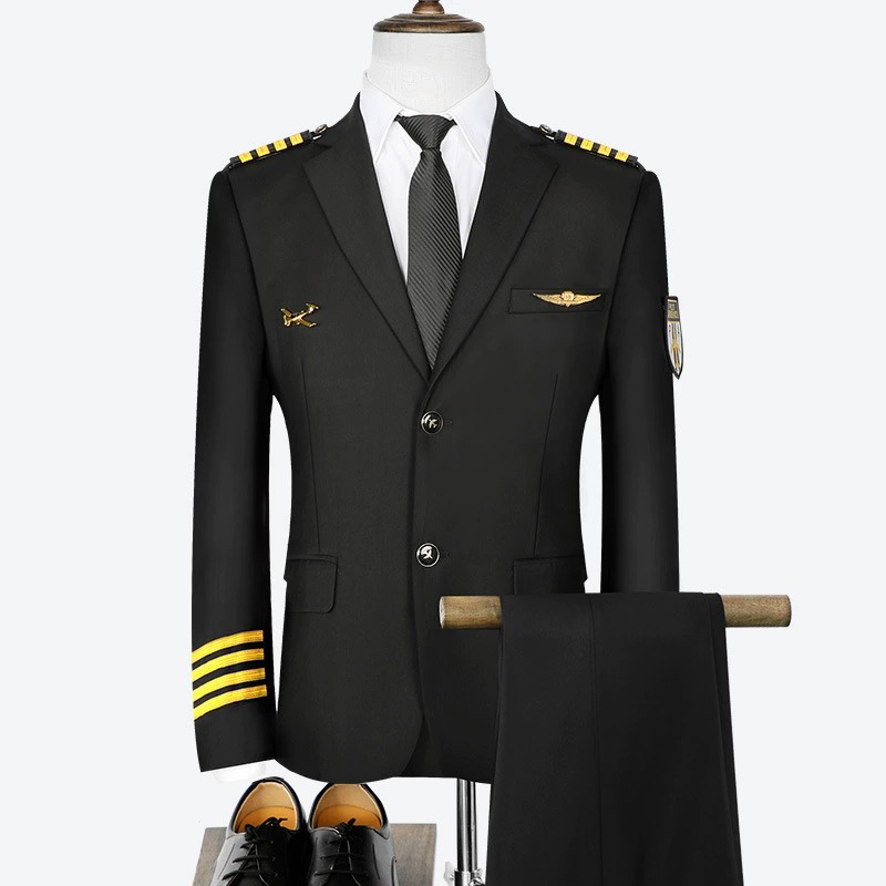 Mens Aviation Pilot Captain Uniform Suit