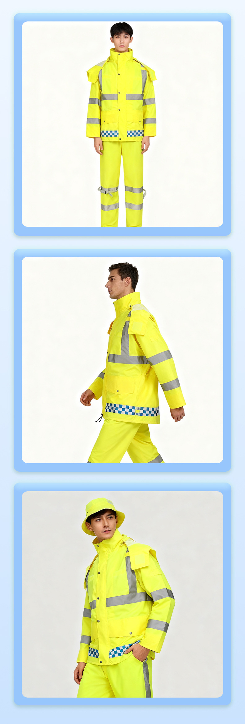 Fluorescent Yellow Waterproof Work Raincoat Set (3)