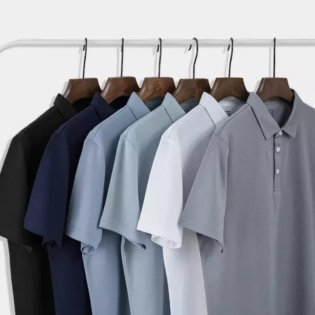 Mens Slim Solid Mercerized Business Polo Shirt