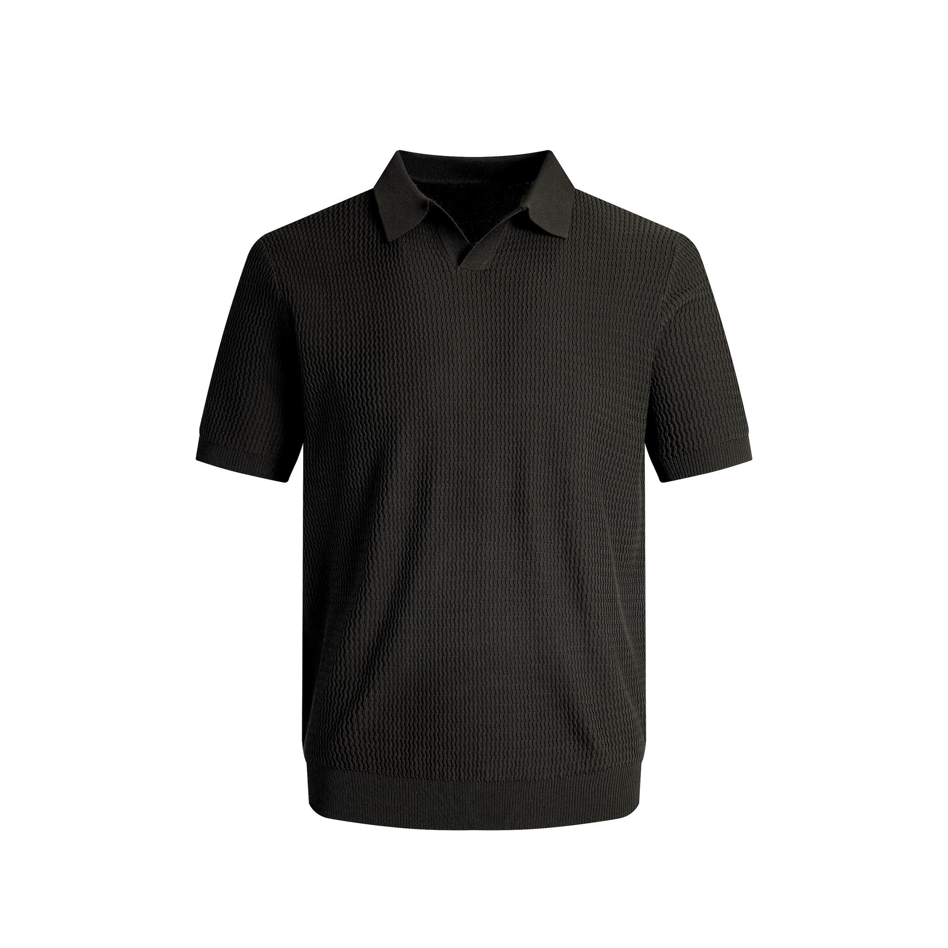 Mens Ice Silk V-Neck Slim Business Polo (3)