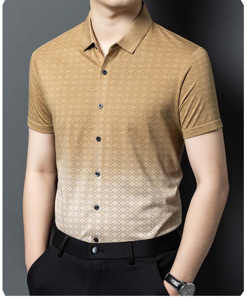 Mens Non-Iron Solid Business Summer Short Sleeve Shirt (5)