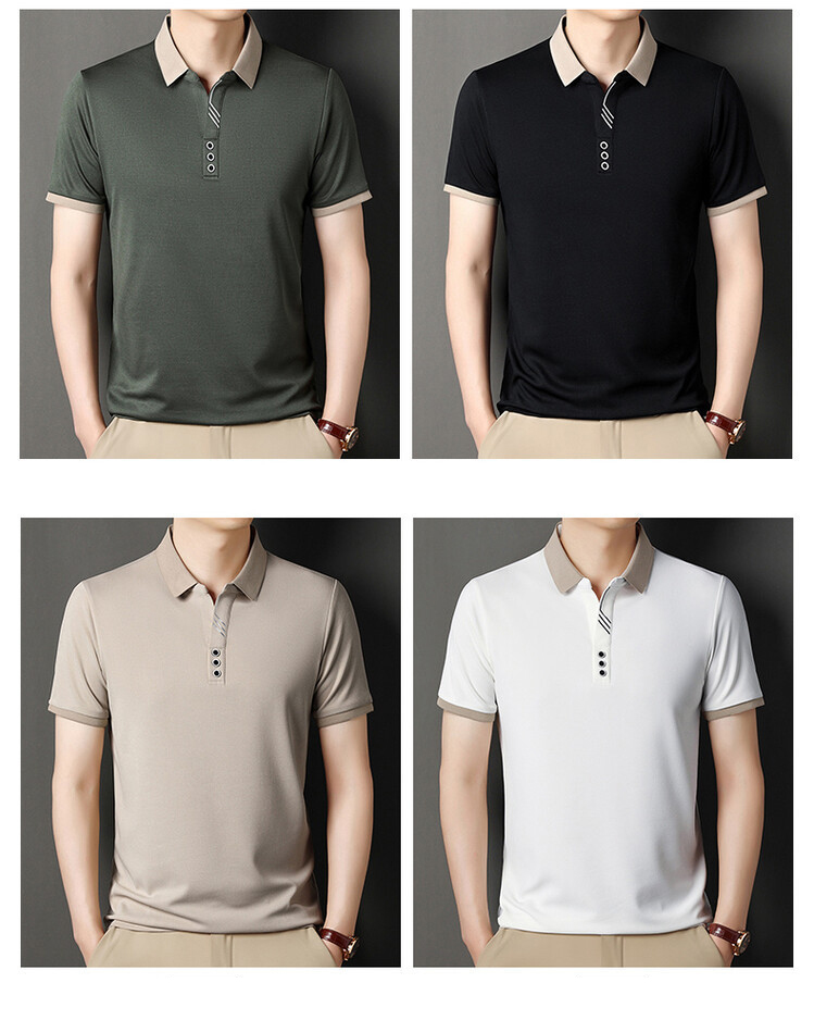 Men Summer Solid Polo Shirt Breathable Casual Wear (4)