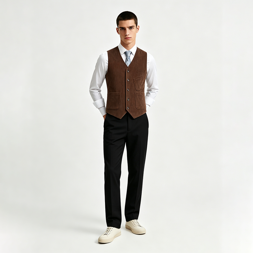 Colete masculino retr&ocirc; de veludo cotel&ecirc; casual