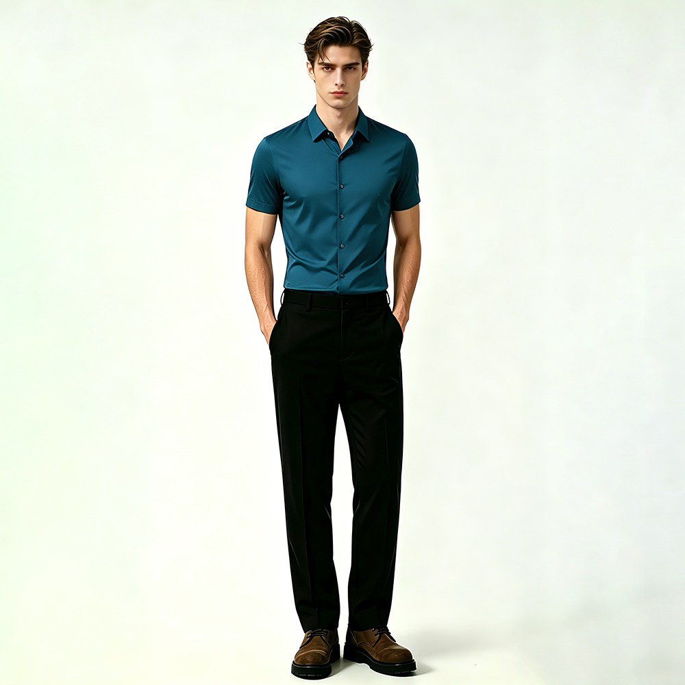 Mens High Stretch Short Sleeve No Iron Shirt