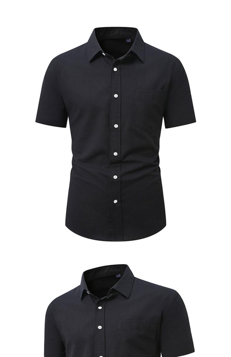 Mens Slub Cotton Short Sleeve Casual Shirt (14)
