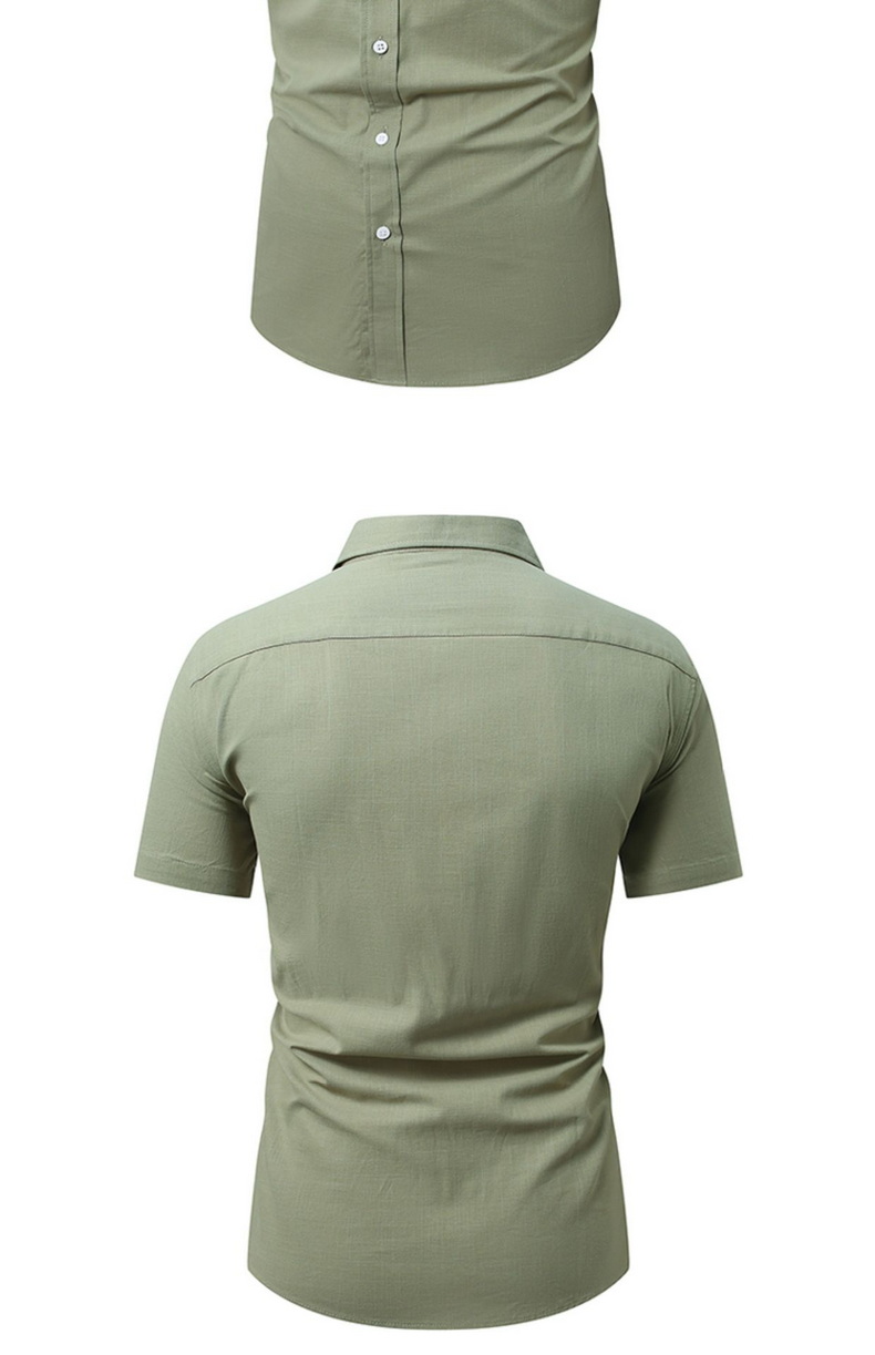 Mens Slub Cotton Short Sleeve Casual Shirt (9)