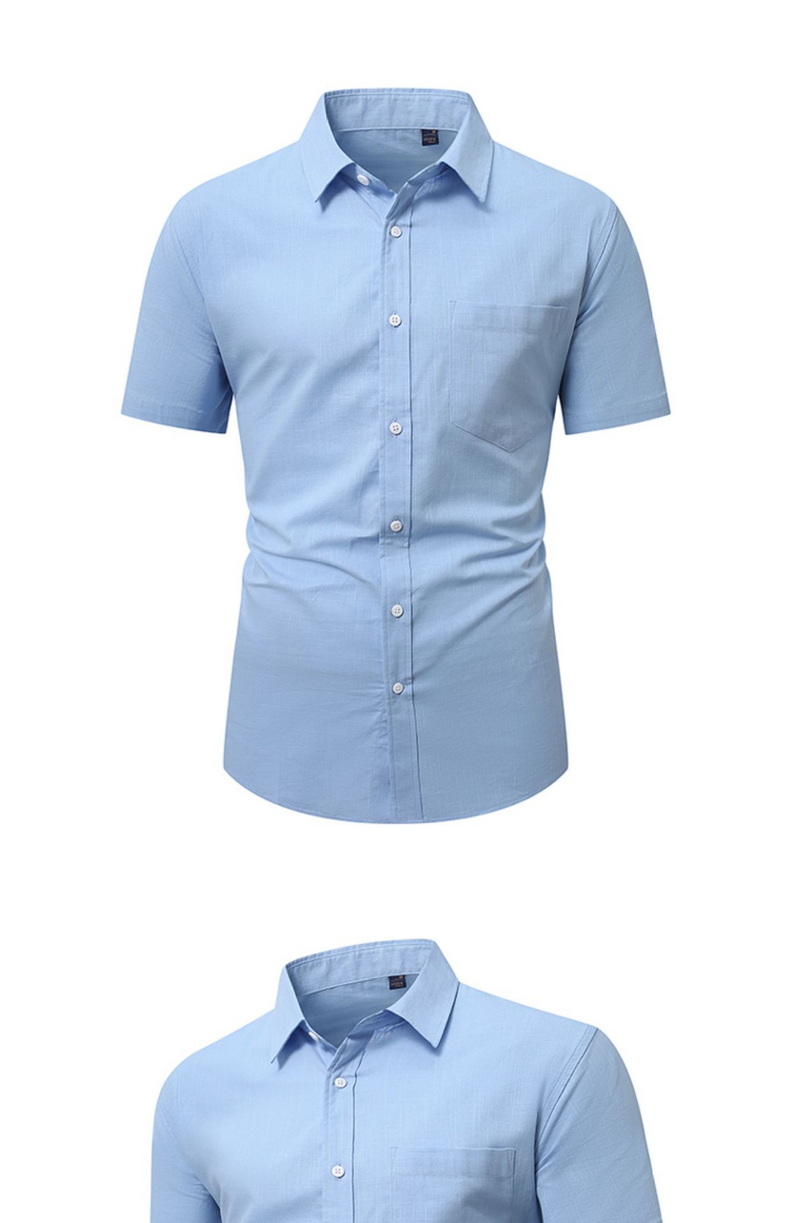 Mens Slub Cotton Short Sleeve Casual Shirt (2)