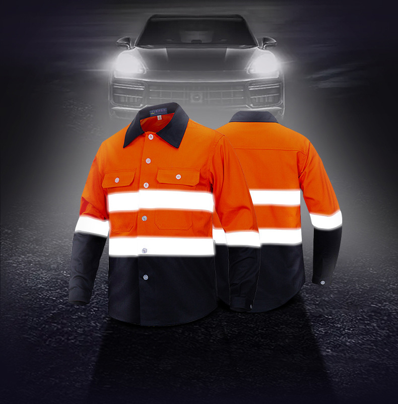 Mens Hi Vis Cotton Long Sleeve Work Shirt (3)