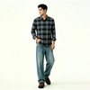 100% Cotton Plaid Long Sleeve Casual Shirt
