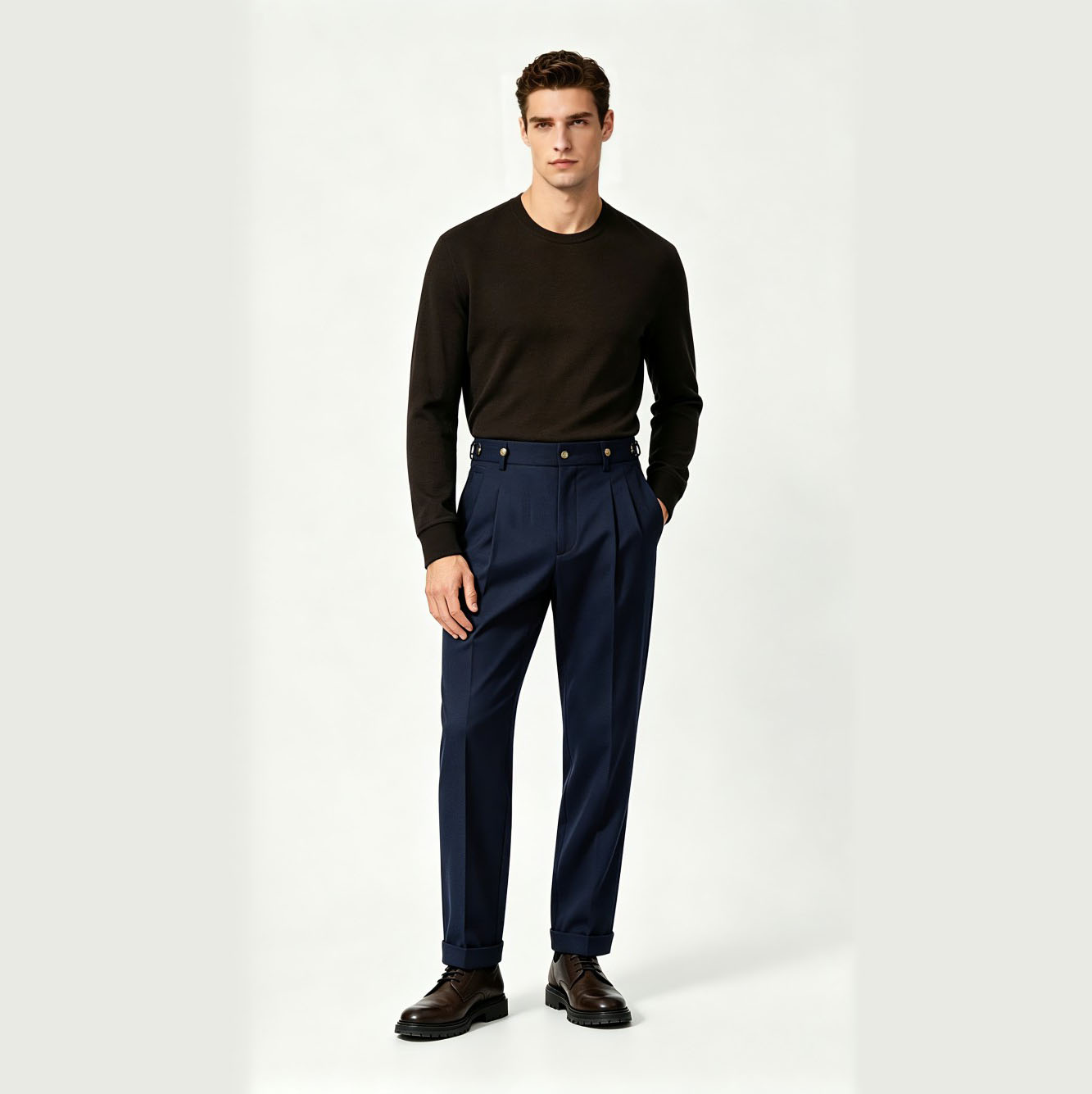 British Style High Waist Mens Dress Pants