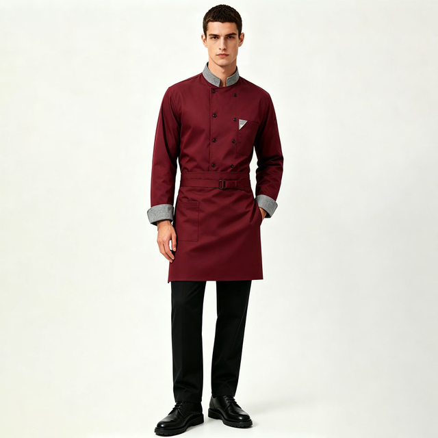 Color Blocked Long Sleeve Chef's Jacket