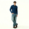 Mens Slim Linen Cotton Stand Collar Shirt