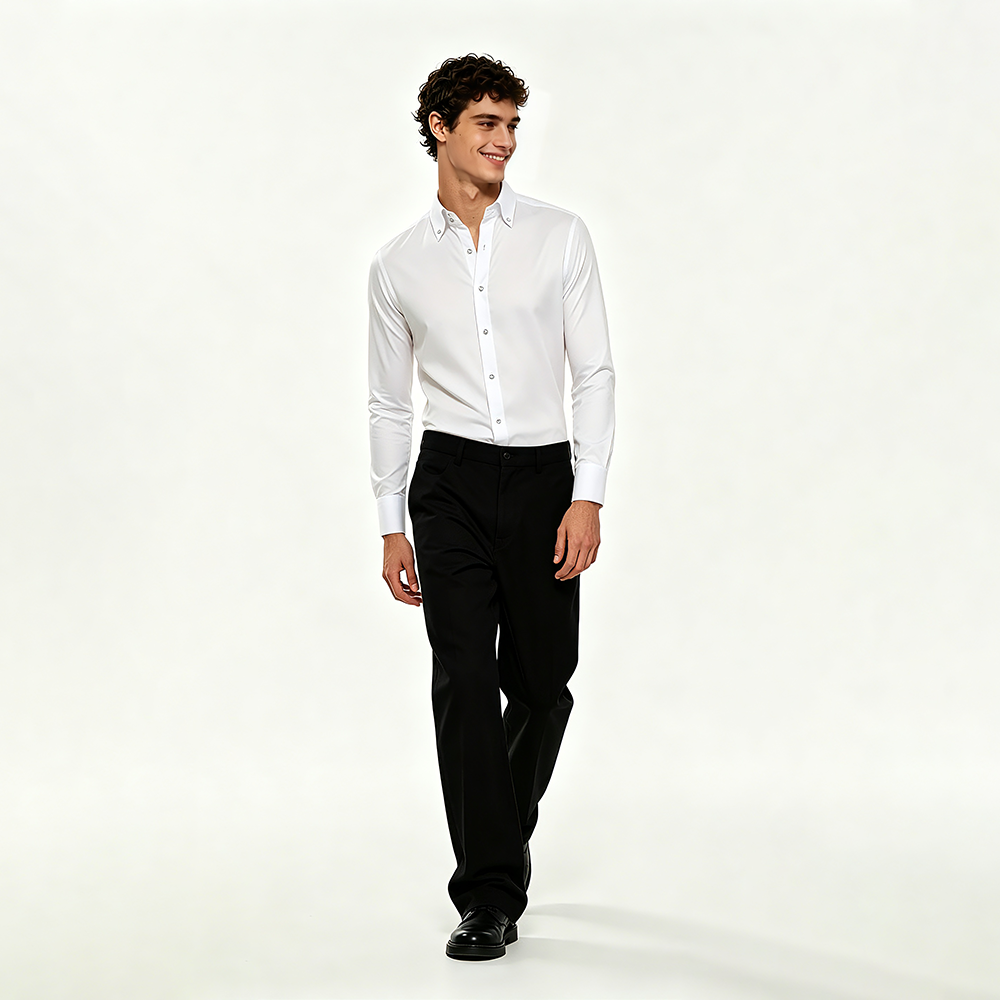 Mens Long Sleeve Slim Fit Smart Casual Shirt