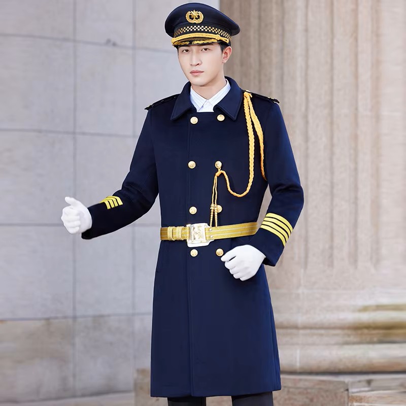 Multi Pocket Warm Double Breasted Hotel Airport Work Coat (1)
