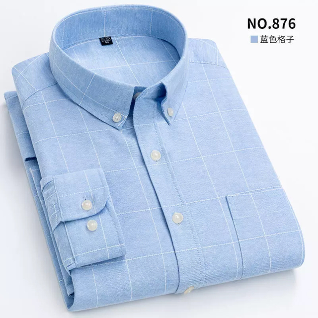 Long-Sleeve Casual Relaxed-Fit Checked Shirt