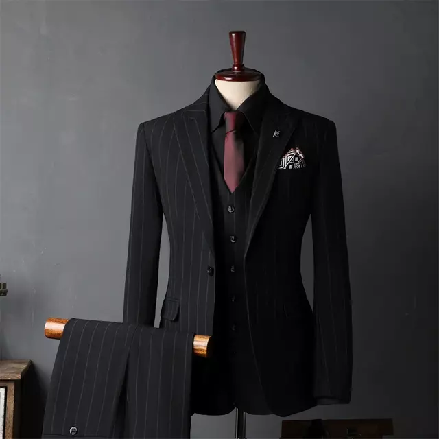 British Style Mens Striped Formal Suit