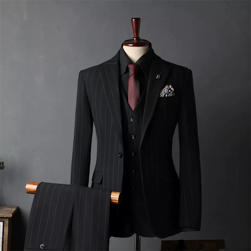 British Style Mens Striped Formal Suit