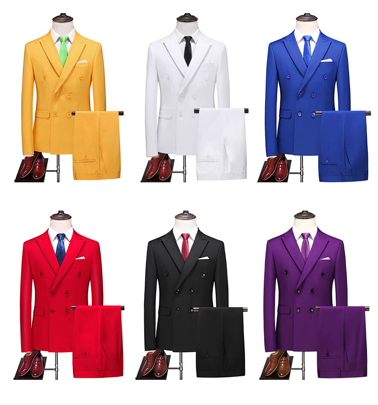 Mens Slim Double Breasted Two Piece Suit (5)
