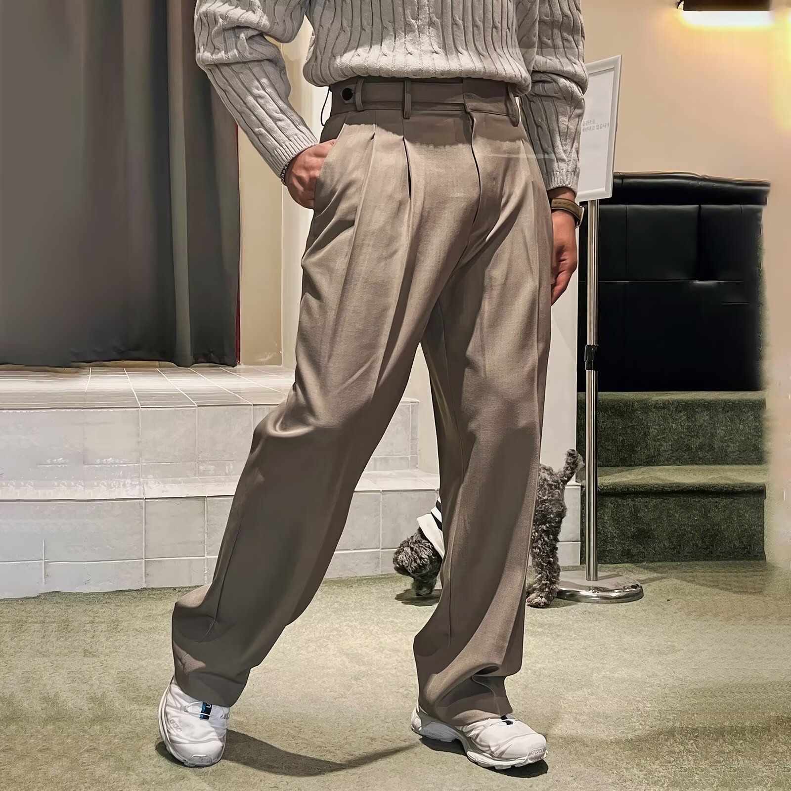 High End Straight Leg Pleated Dress Pants (3)