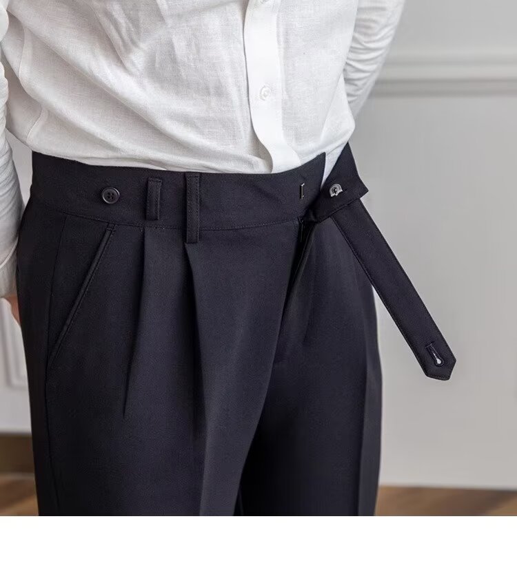 High Waist Pleated Business Mens Dress Pants (5)