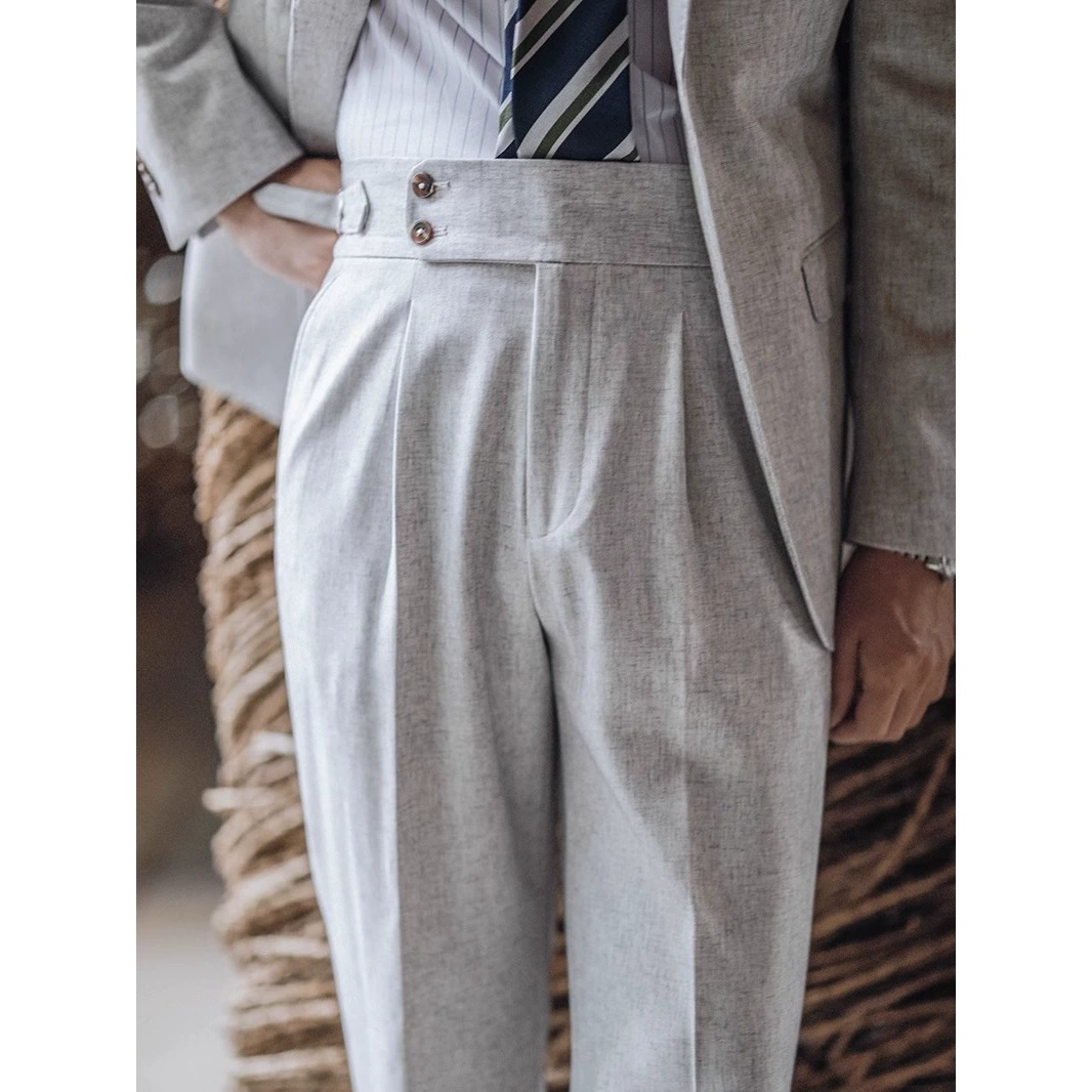 Light Gray High Waist Naples Mens Trousers