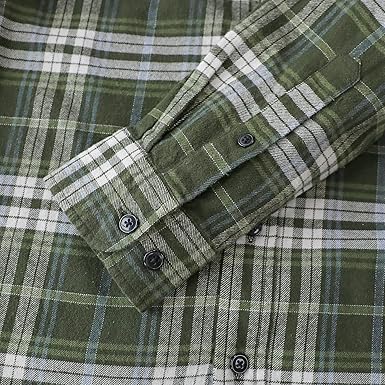 Mens 100% Cotton Plaid Long Sleeve Shirt (3)