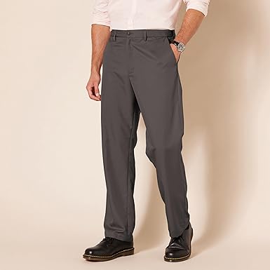 Mens Classic Flat Front Adjustable Waist Suit Pants (2)