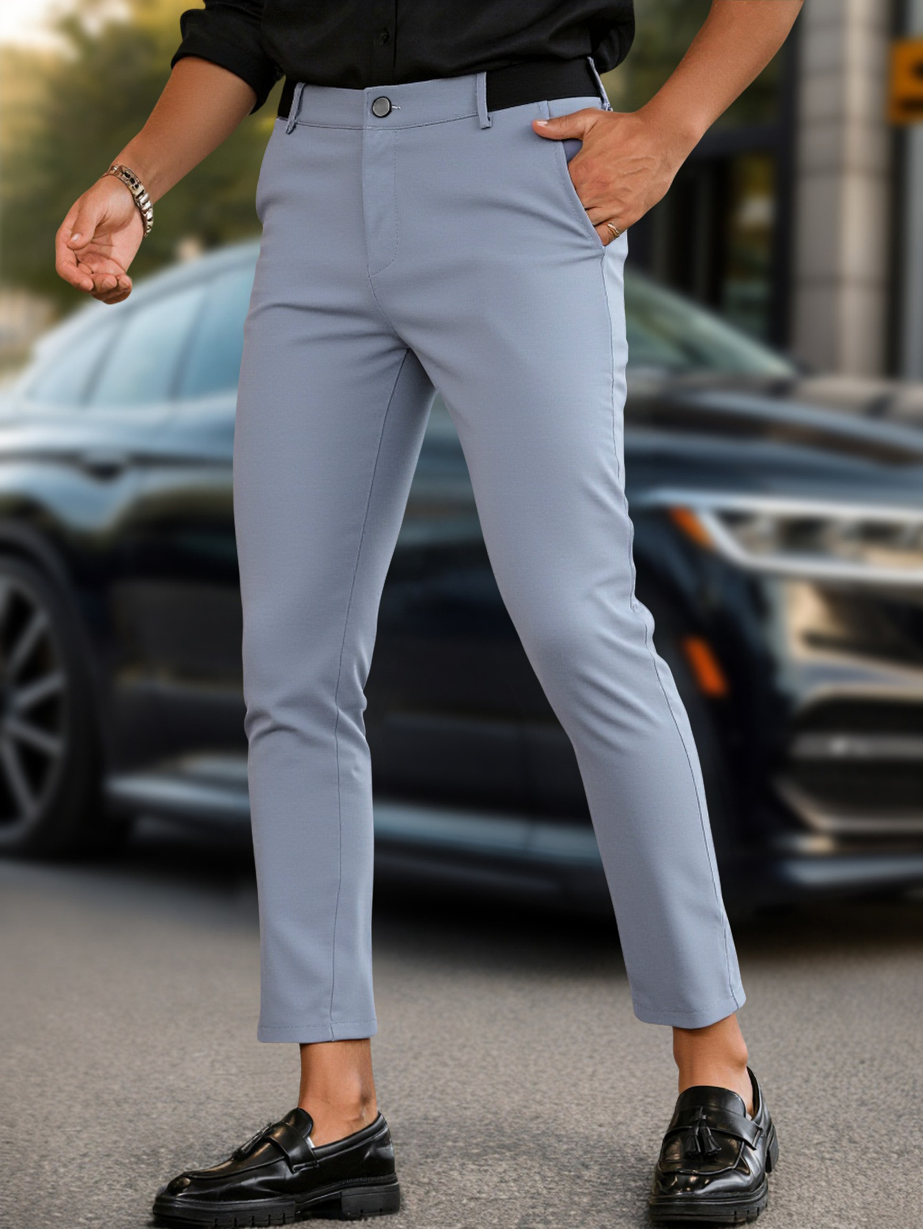 Summer Lightweight Drape Slim Fit Dress Pants (4)