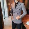 Mens Luxury Double Breasted Business Blazer