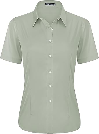 Striped Easy Iron Womens Blouse Shirt (1)