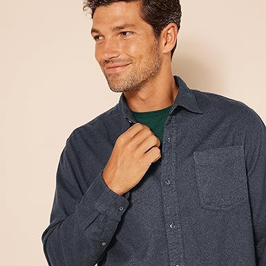 Mens Slim Fit Business Flannel Long Sleeve Shirt (5)