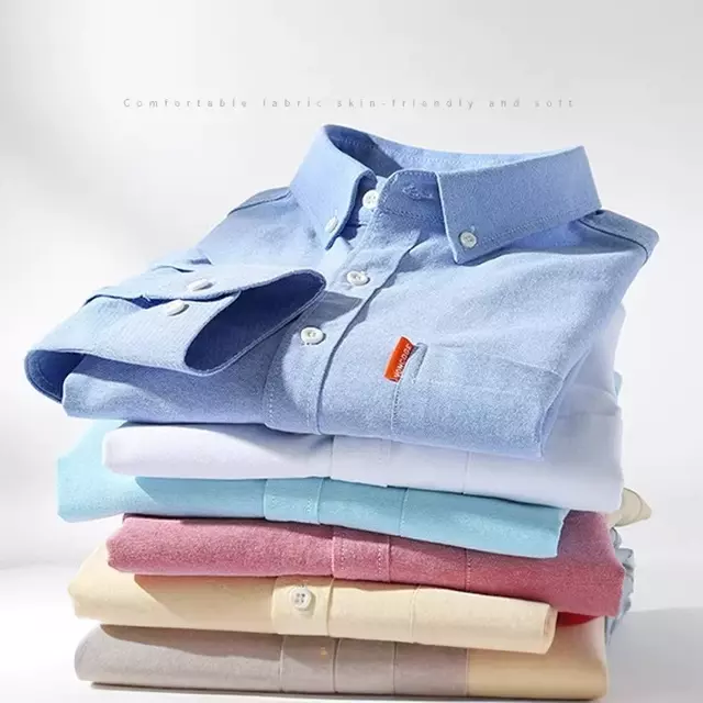 Mens Spring Autumn Cotton Oxford Casual Shirt