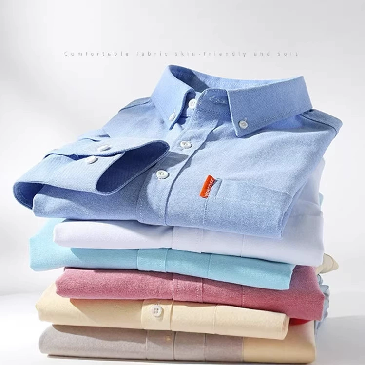 Mens Spring Autumn Cotton Oxford Casual Shirt