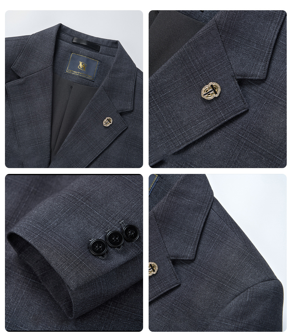 Mens Business Plaid Three Piece Suit (5)
