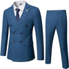 Men's Double-Breasted Pinstripe Breathable Suit